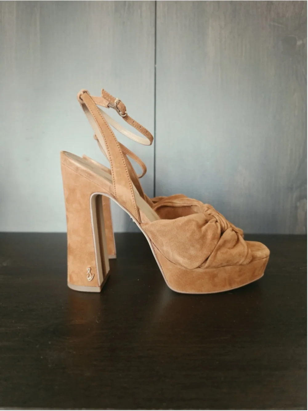 Sam Edelman Kristen SUEDE LEATHER Block Heels Sandals 7.5 M Brown